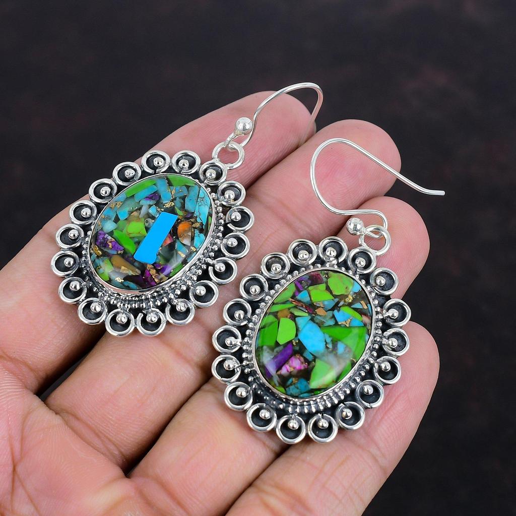 Fiesta Kingman Turquoise Earring Multi Copper Turquoise Earrings 925 Sterling Silver Earring Handmade Gemstone Jewelry Latest Design Earring