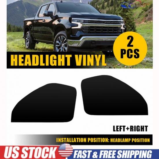 For -25 Chevrolet Silverado Headlight Vinyl Overlay Tint Decals Black Smoked