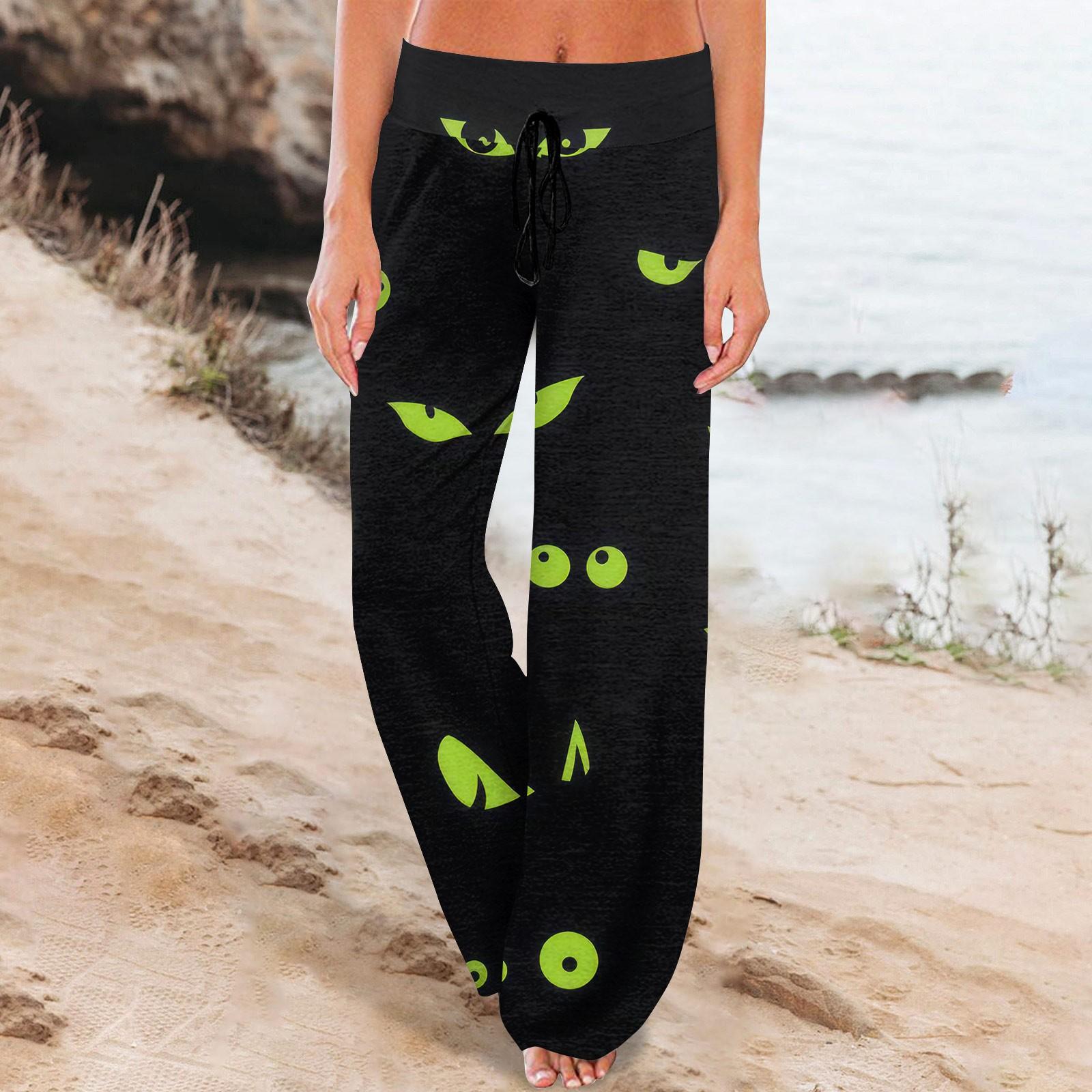 

Женские удобные пижамные штаны с карманами на Хэллоуин и принтом на шнуровке, широкие брюки M