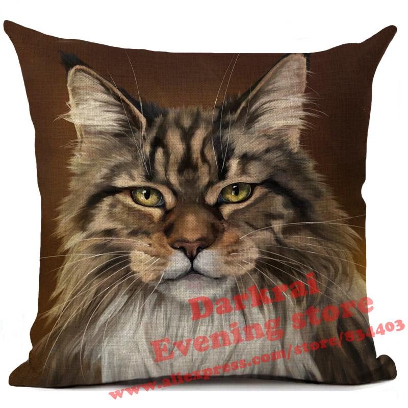 Cat Cushion Cover Kitten Printed Linen Throw Pillows Living Room Sofa Decor Throw Pillows Home Decoration Pillowcase Xcm