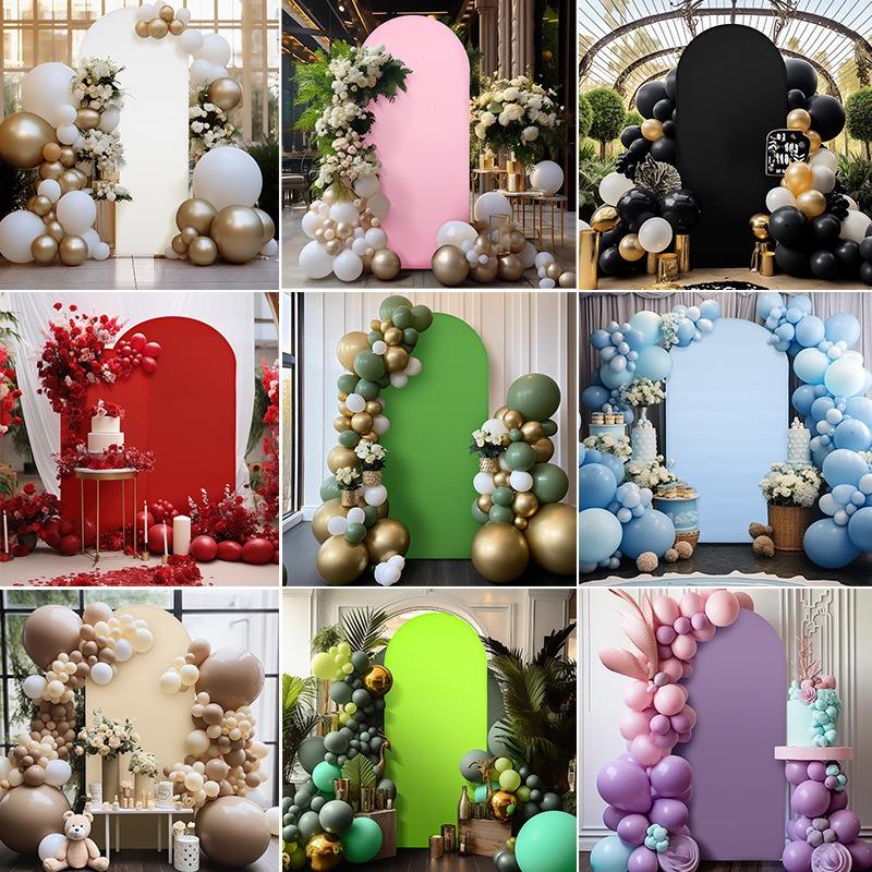 Wedding Arch Cover Pink Spandex with Lights U Top Backdrop Stand for Photographic Background Birthday Party Decoration