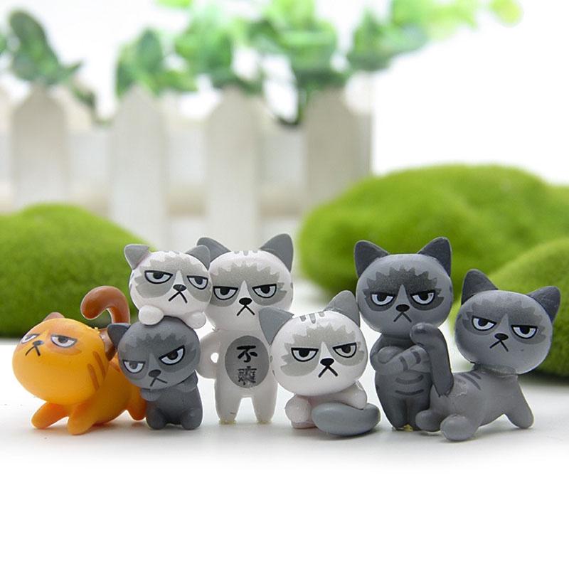 Modish 6pcs Set Kawaii Zakka Cute Unhappy Cat Doll Adorable Mini Cartoon Figures