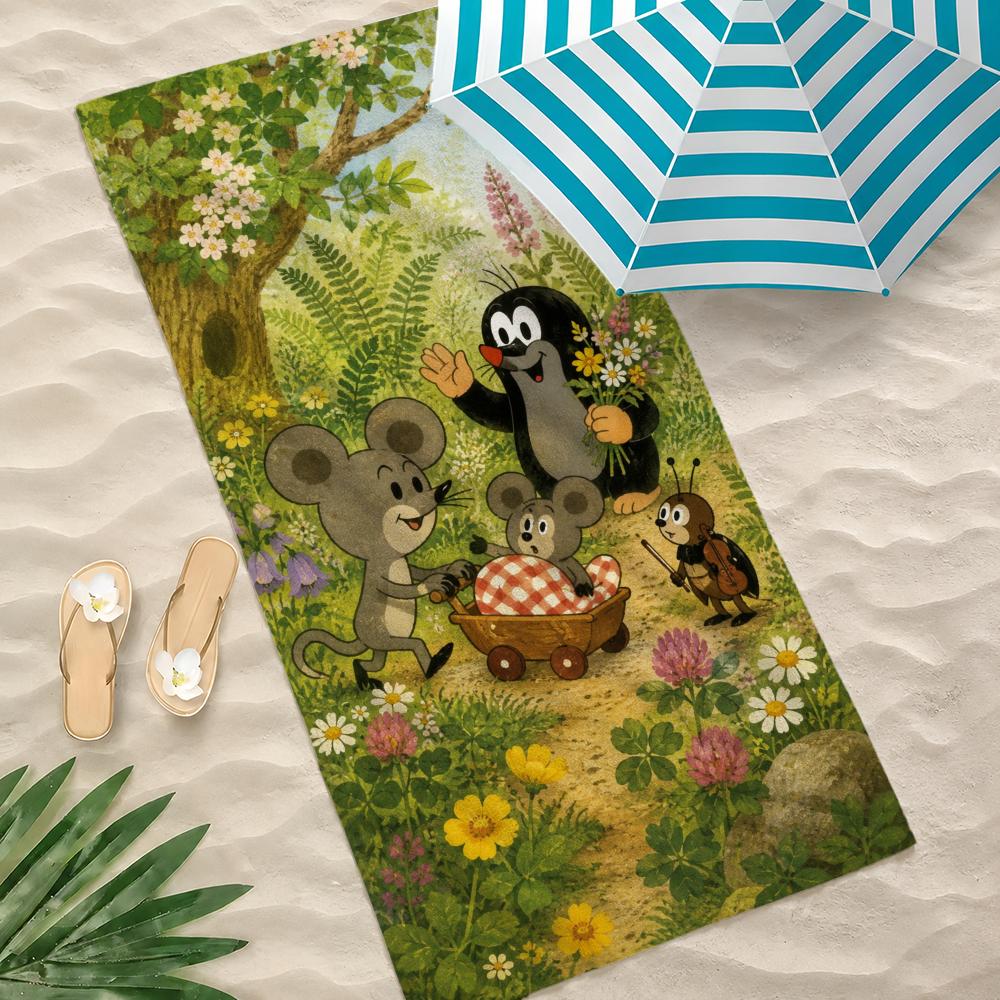 Cartoon T-The Little Mole Towel Towel Beach Towel, Quick Drying Absorbent Bath Towel for Swim,Gym,Camping,Outdoor Hot