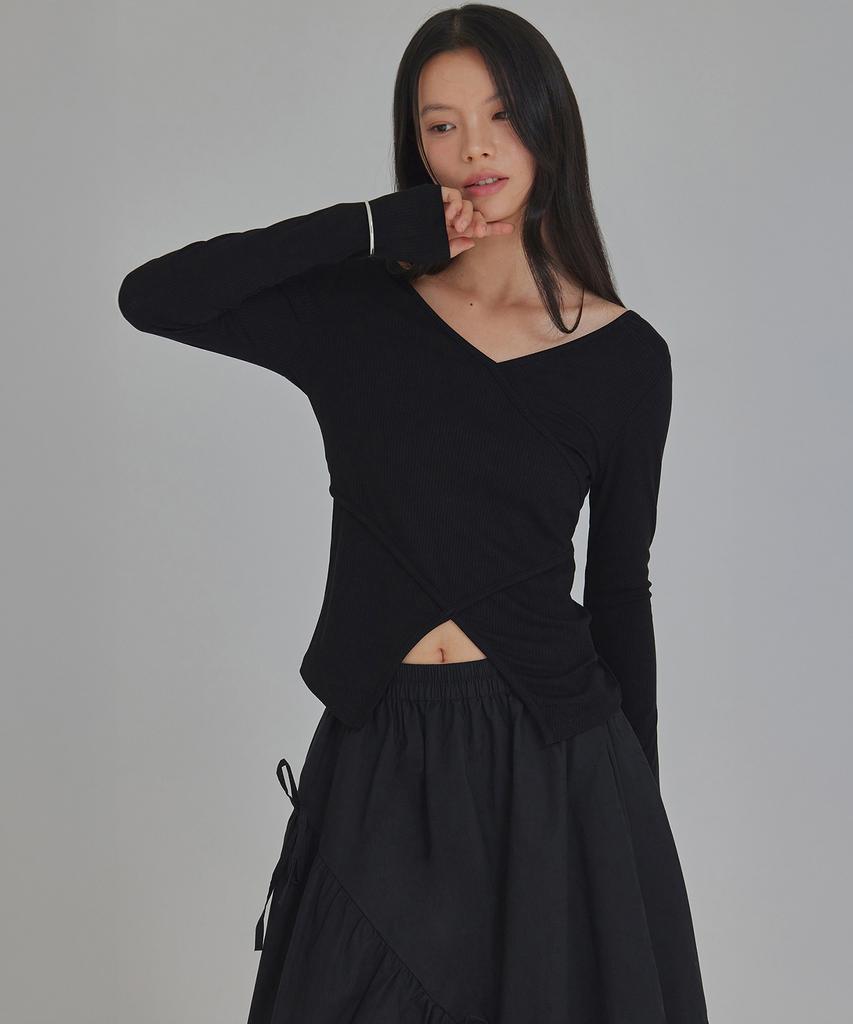 TOPGIRL Up & Down V-Binding Long Sleeve Top_T316Tp102