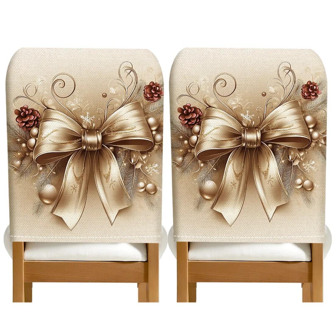 

2/4/6pcs/set 45x55cm Christmas bow Chair Cover Table Decoration Dining Seat Chair Covers Dining Room Bar Party Banquate
