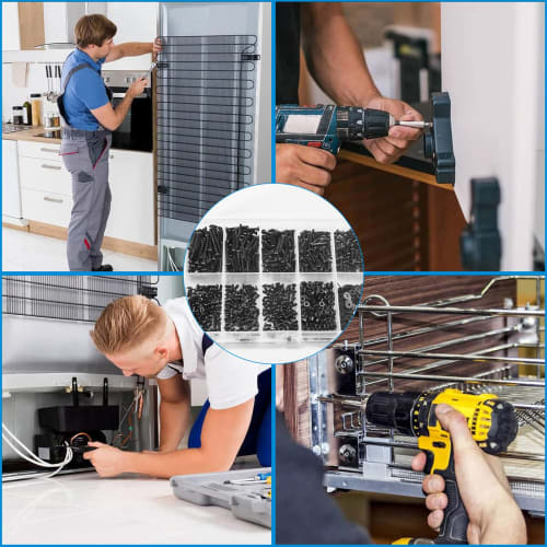 Zmbroll 780pcs M2x4/5/6/8/10/12/16/20mm Phillips Pan Head Screws, Black Metric Machine Screws, Fully Threaded Carbon Steel Fastener Bolts, Nuts, and W