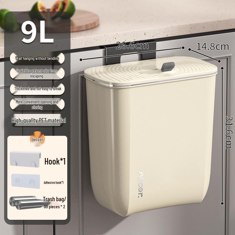 Wall-Mounted Kitchen & Bathroom Trash Can with Lid – Stylish, Large Capacity Waste Bin for Home