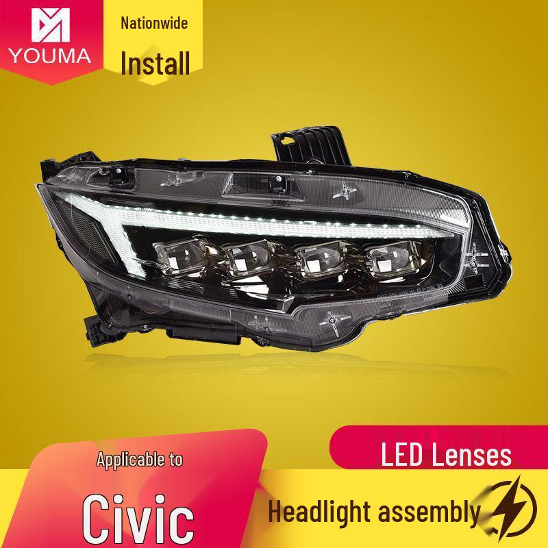 Honda Civic 10th Gen LED Projector Headlights with Dynamic DRL & Sequential Turn Signals