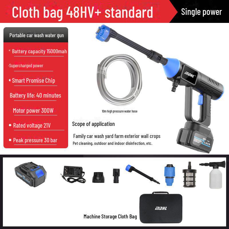 Rechargeable High-Pressure Wireless Car Wash Spray Gun with Lithium Battery