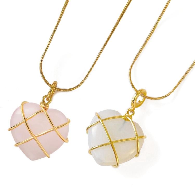Lovely Necklace for Women Girls Jewelry with Wire Wrapped Heart Pendant Necklace