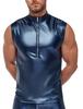 Andio Metallic Blue Zip Tank Top - NEK - Sexy T-shirt