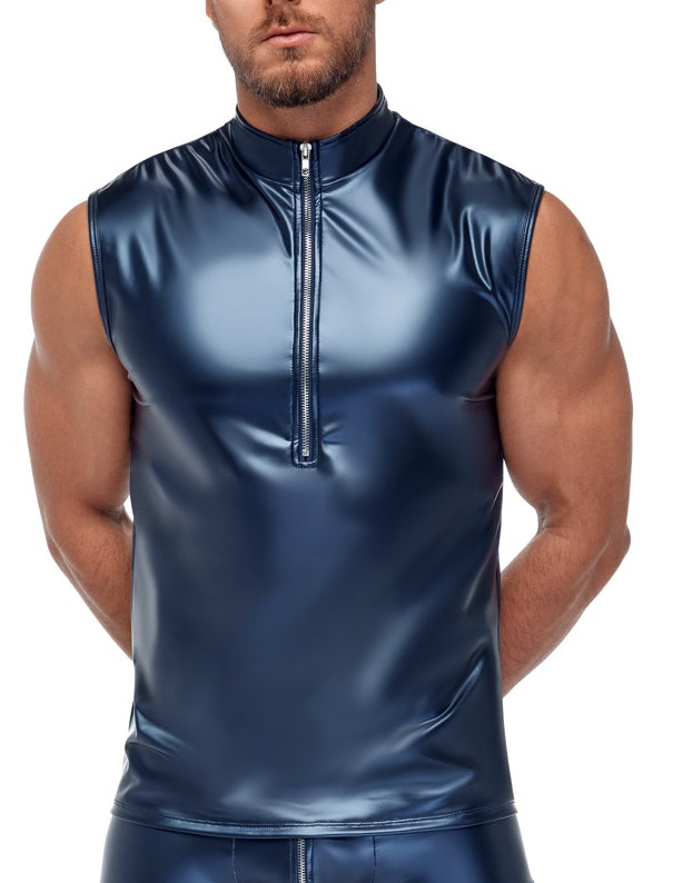 Andio Metallic Blue Zip Tank Top - NEK - Sexy T-shirt