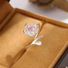 925 Silver Pink Crystal Flower Opening Ring for Women Fashion Jewelry R380
