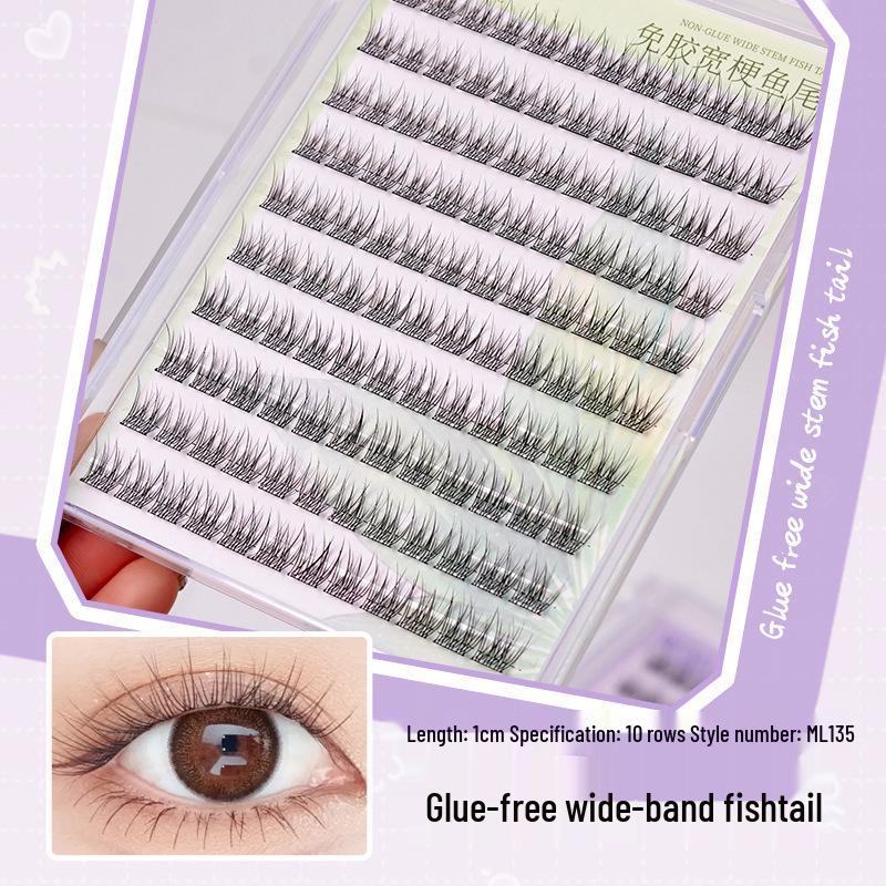 

Menglinfei 5D Mink Fishtail Natural False Eyelashes - No Glue, Wide Band Simulation for Girls