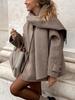 Khaki Wool Coat with Scarf: European and American Fashion