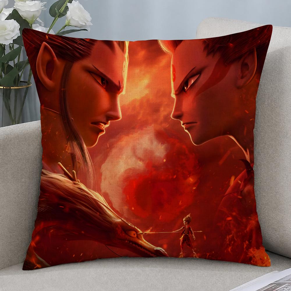 Movie NEZHA  Cushion Cover Cushion Covers Natural Linen Breathable Sofa Bedroom Decor Pillowcase