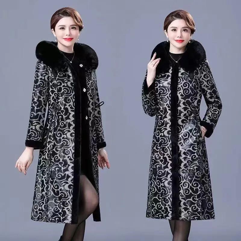 Women's Thickened Warm Mid-Length Over-the-Knee Coat Reversible Outerwear for Mothers