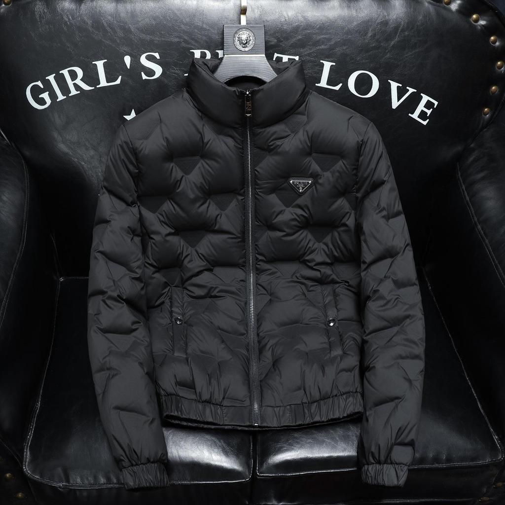 2025 European Style Men's Trendy Dark Floral Stand Collar Down Jacket