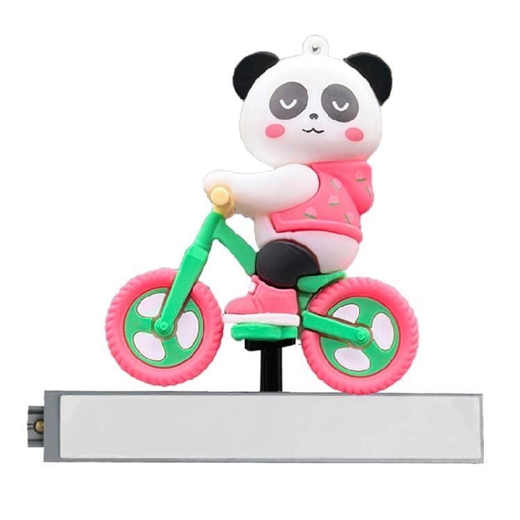 Car Automatic Sliding Cute Cartoon Ornament Cycling Panda Figurines Auto Interior Dashboard Center Console Decors