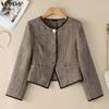 VONDA Women Elegant Long Sleeve O Neck Contrast Trim Peplum Blazer Cardigan