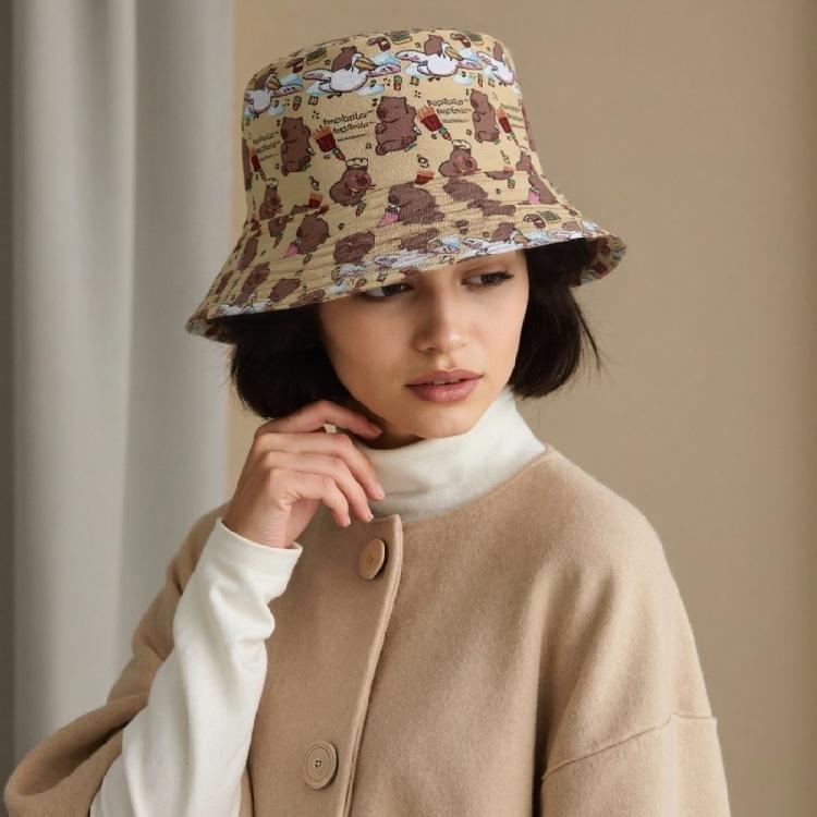 Eye Catching Capybara Bucket Hat Outdoor Sports Hat Stylish Streetwear Hat for Both Men and Women