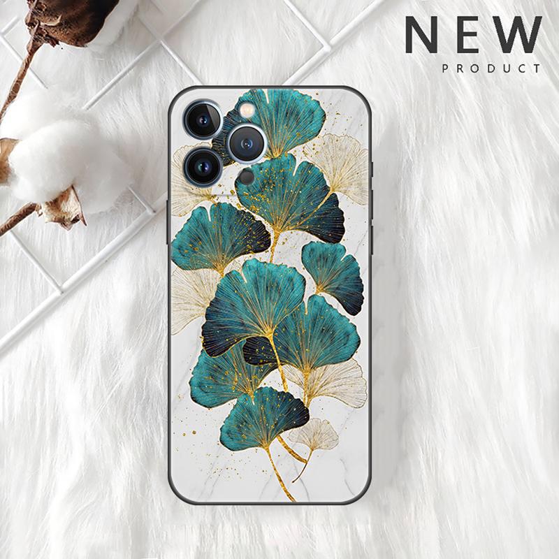 Luxury Gold Foil Art Case For Apple iPhone 11 15 13 14 Pro Max 12 Plus X 15Pro Black Silicone Phone Coque