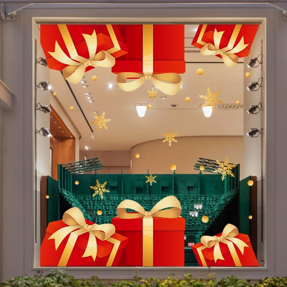 PVC Window Sticker Santa Claus Glass Sticker Fashion Xmas Decal  Shopping Mall