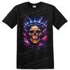 Skull Lightning Abstract Art T Shirt Gothic Neon Electric Graphic Tee Unisex