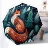 1pc Forest Fox Fantasy: Automatic Folding Umbrella with 3-Fold Design, Iron Frame for Outdoor Use - Perfect Gift for Fans, Travelers, and Daily Use.KK
