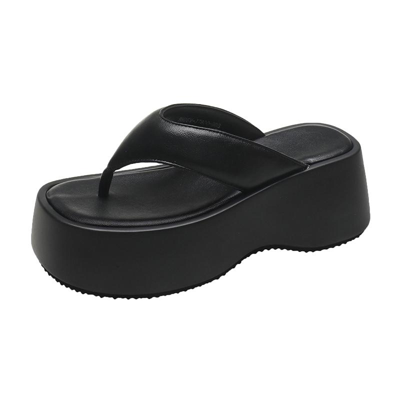 

Fashion 2024 Summer Platform Women Slippers Fashion Elegant Outdoor Silvery Slides Shoes Ladies Casual Wedges Heel Sandalias 35 чёрный