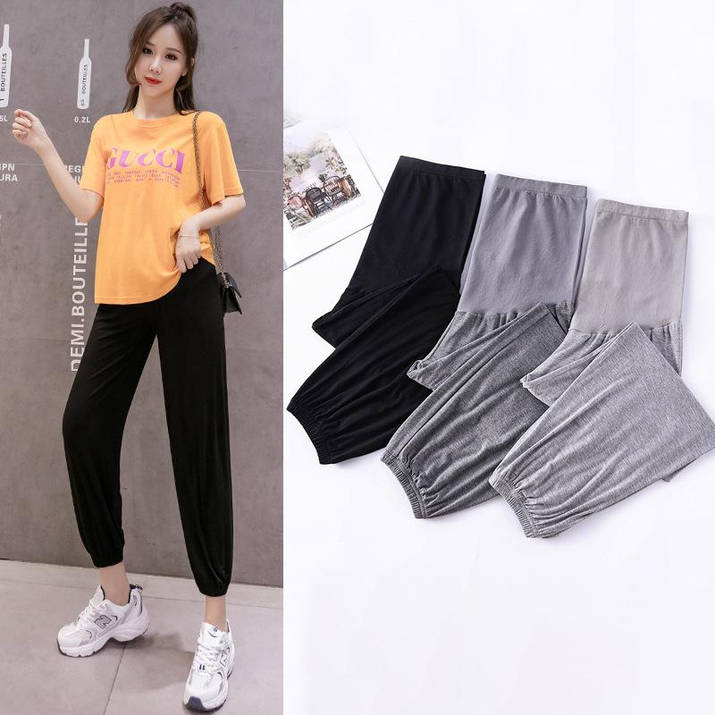 

Autumn & Spring Cuffed Maternity Yoga Leggings with Abdominal Support L темно-сірий