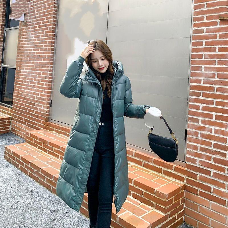 Autumn and Winter Solid Color Glossy Disposable Hooded Loose Fashion Jacket