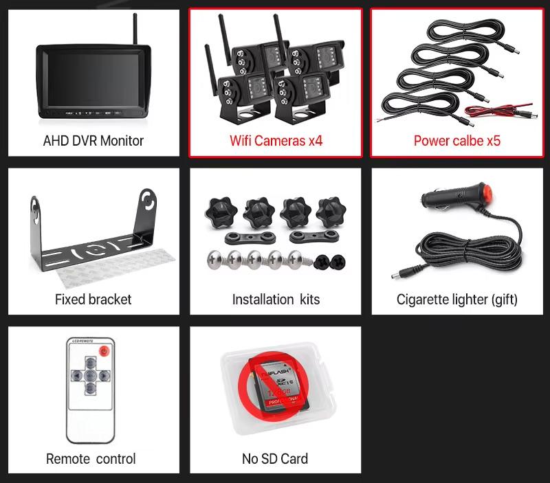 AHD 1080P Digital Wireless DVR Recorder Reverse Backup Camera with 7 Inch WiFi Monitor For Truck/Trailer/Bus/RV/Pickups/Trailer