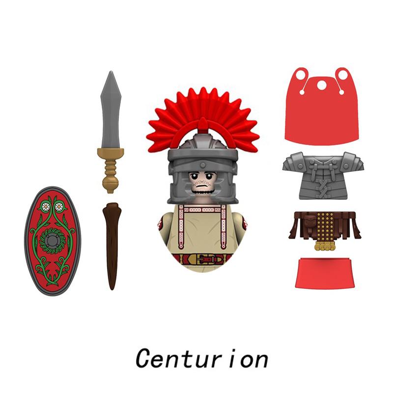 Серия Средневековые Древние Военные Фигурки Легионер Знаменосец Трубач Арбалетчик Центурион Пехотинец Строительные Блоки Игрушки