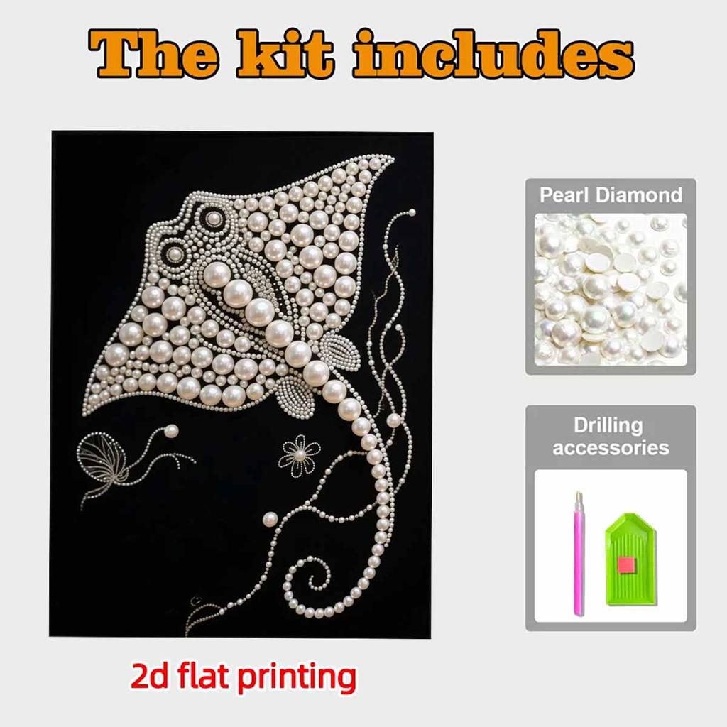 Crystal Pearl Painting 5D DIY Frame Decoration Painting Fish Home Wall Decoration Transparent Pearl Gemstone Painting Picture Art Crafts