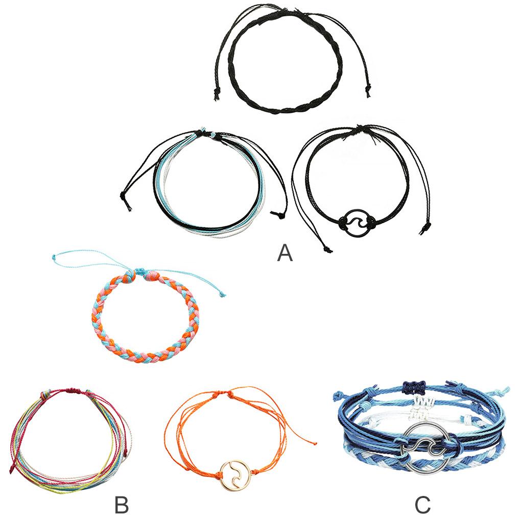 Hemp Rope Braided Bracelet Jewelry Multicolor Three-piece Set Unisex Gift