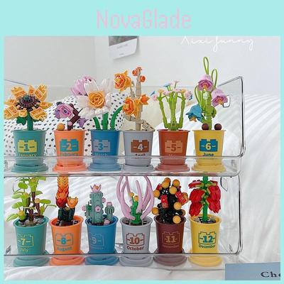 Bausteinmodell Spielzeug Sonnenblume Pflaumenblüte Simulieren Blume Topfpflanze