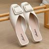 Fashion Low Heel Indoor Leather Women's Slippers and Ladies Sandals Outside Shoes Soft Job Slides Pearl Mules Natural Skin Footwear Pvc