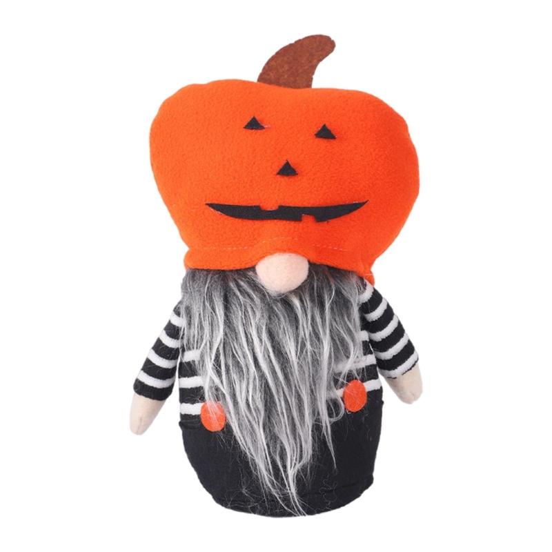 Pumpkin Hat No Face Gnome Spooky Season Dwarf Gnome with Pumpkin Hat Colorful Halloween Table Decoration
