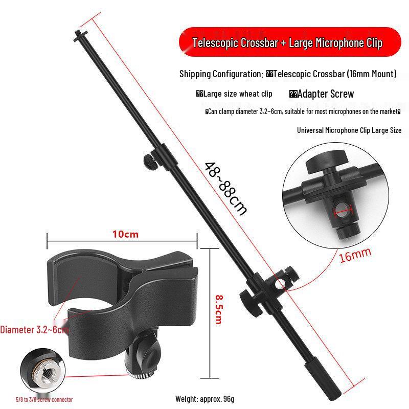 Telescopic Desktop Floor Stand with Adjustable Microphone & Phone Clip for Live Streaming
