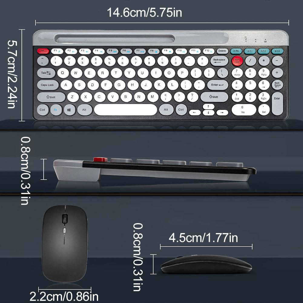 2.4Ghz BT 2 Mode Keyboard and Mouse Combo BT Keyboard and Mouse Multi-Device Keyboard Mouse Compatible for /iOS/Android/Win7
