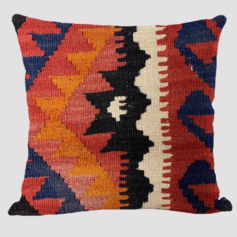 

Bohemian Patterns Linen Cushions Case Multicolors Abstract Ethnic Geometry Print Decorative Pillows Case Living Room Sofa Pillow 45X45CM-Linen