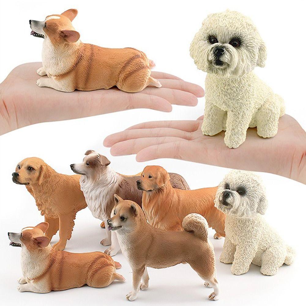 Exquisite PVC Farm Dogs Model Teddy Dog Shiba Inu Corgi Lifelike Realistic Pet Figurines Puppy Action Figures Desktop Ornament