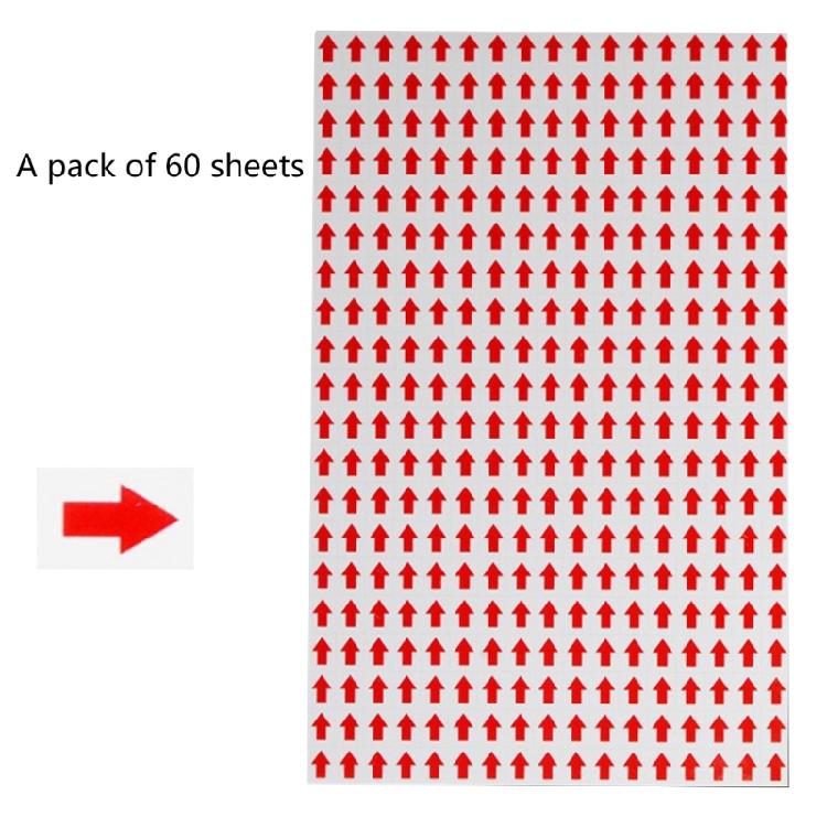 60 Blatt/Packung Pfeil-Etiketten, kleine Pfeil-Aufkleber, Pfeil-Etiketten, Aufkleber zur Farbcodierung, Schilderaufkleber
