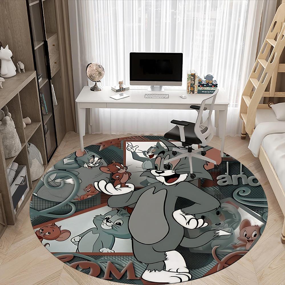 1pc Tom Jerry Office Round Area Rug, Under Office Chairs Bedroom Living Room Home Decor, Room Deco, Available in Various Sizes098