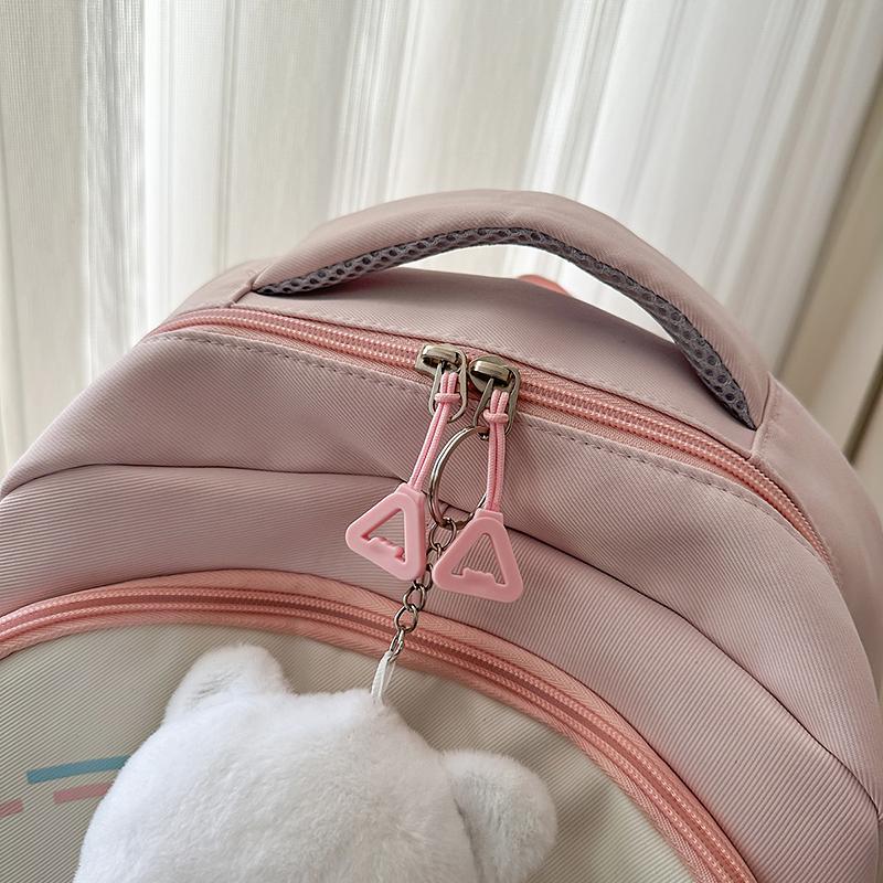 College Style Backpack Girls Color Block Book Bag Lightweight Large Capacity Schoolbag for Student