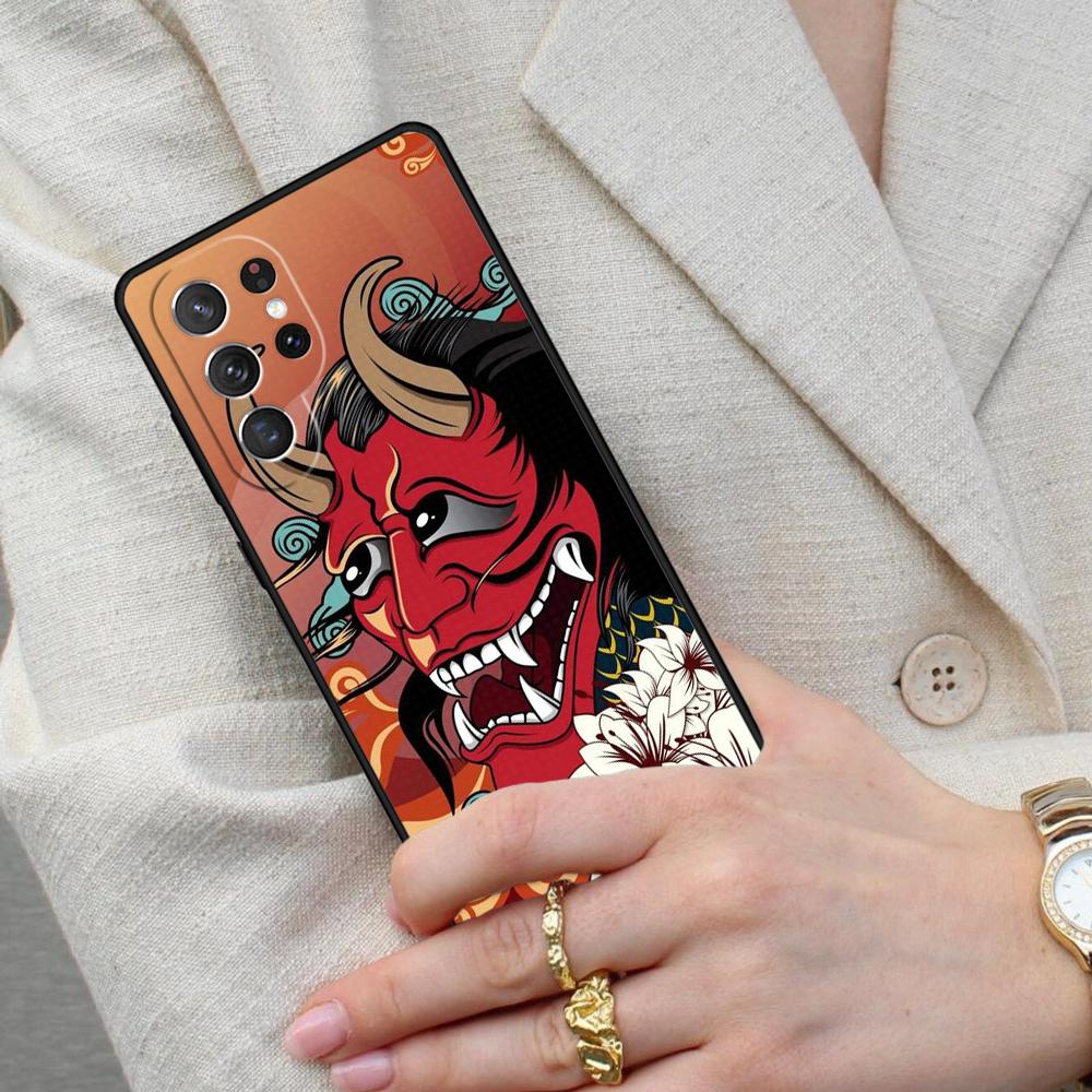 Japanese Oni Hannya Demon Mask SOFT Cell Phone Case for Samsung Galaxy S26 Ultra S25 S24 S23 S22 S21 S20 Note10 Cover