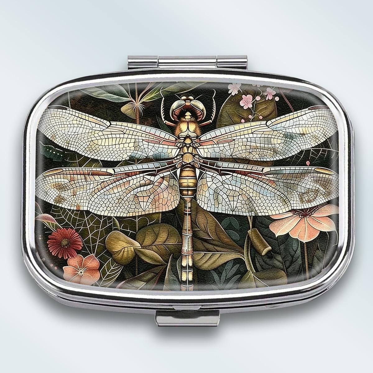 

Portable Pill Box with 2 Compartments, Mini Metal Medicine Organizer Case, Cute Printed Pill Container for Vitamins, Pills, Jewelry, Travel, Daily Use різнокольоровий