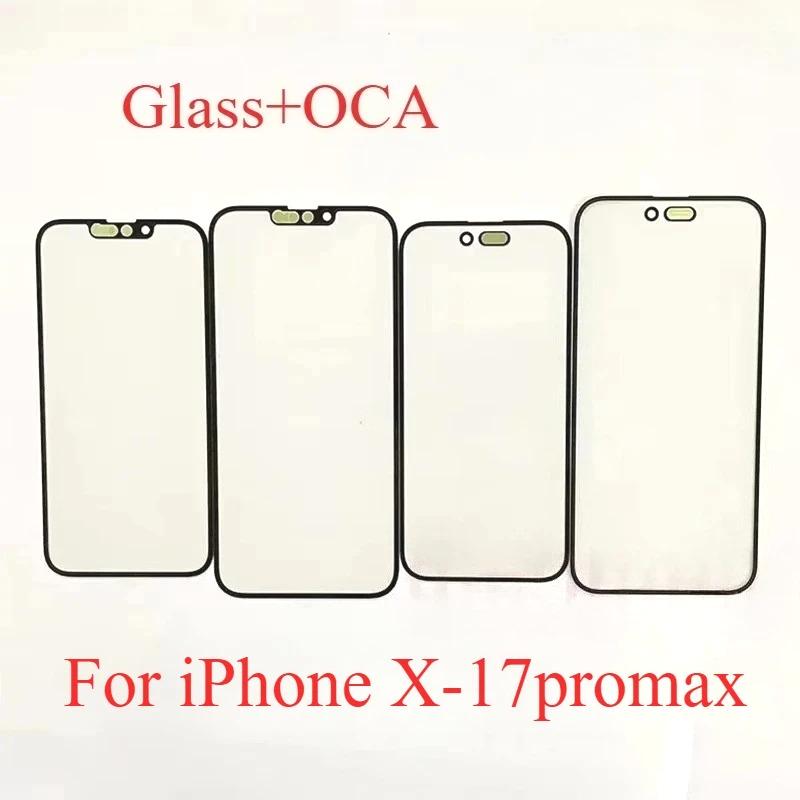 5pcs Grade A+ Front Screen Outer Glass With OCA For iPhone X XS MAX XR 11 Pro Max 12mini 12 Pro max 13 14 Plus 15 Phone Repair