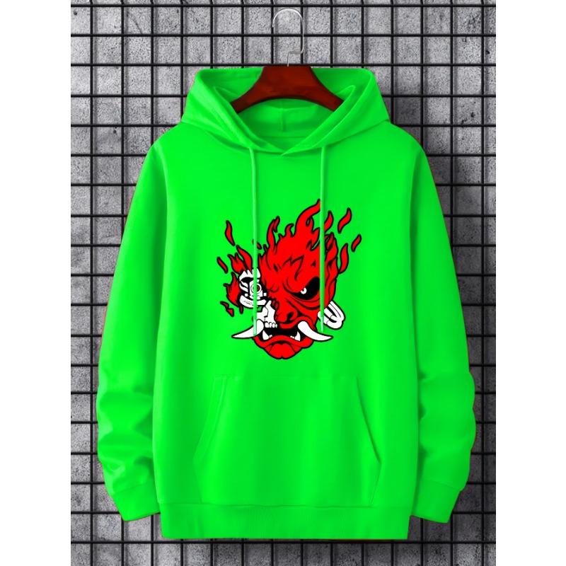 Coffee Color Japanese Hannya Demon Skull Fire Unisex Hoodie